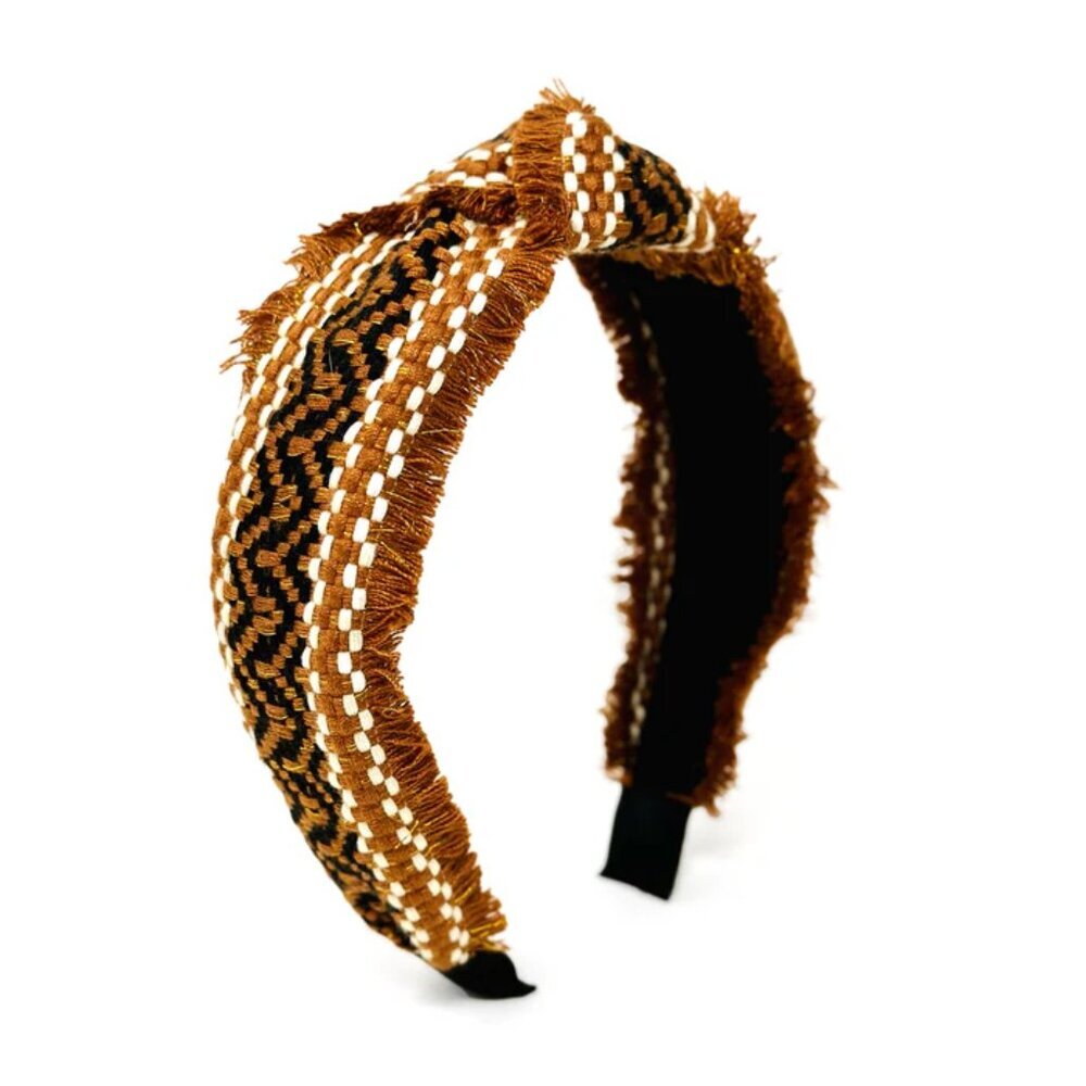 NWOT Carlotta Woven Tweed Brown Top Knot Headband